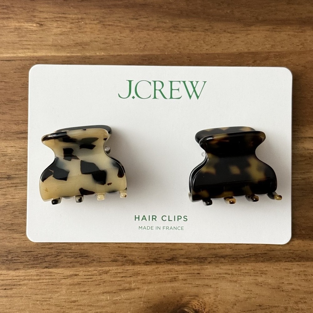 J CREW Mini claw Hair clips two-pack in Italian tortoise Made In FRANCE NEW!
